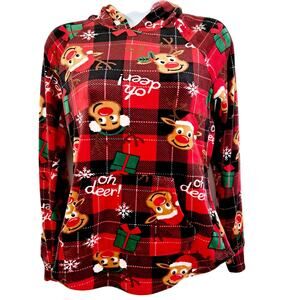 No Boundaries Plaid Hooded Fleece Holiday Top